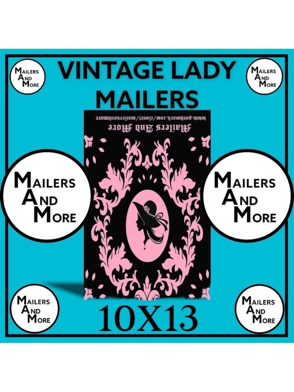 25 10X13 Poly Mailers Pink Vintage Lady Envelopes PRICE IS FIRM - Picture 9 of 12